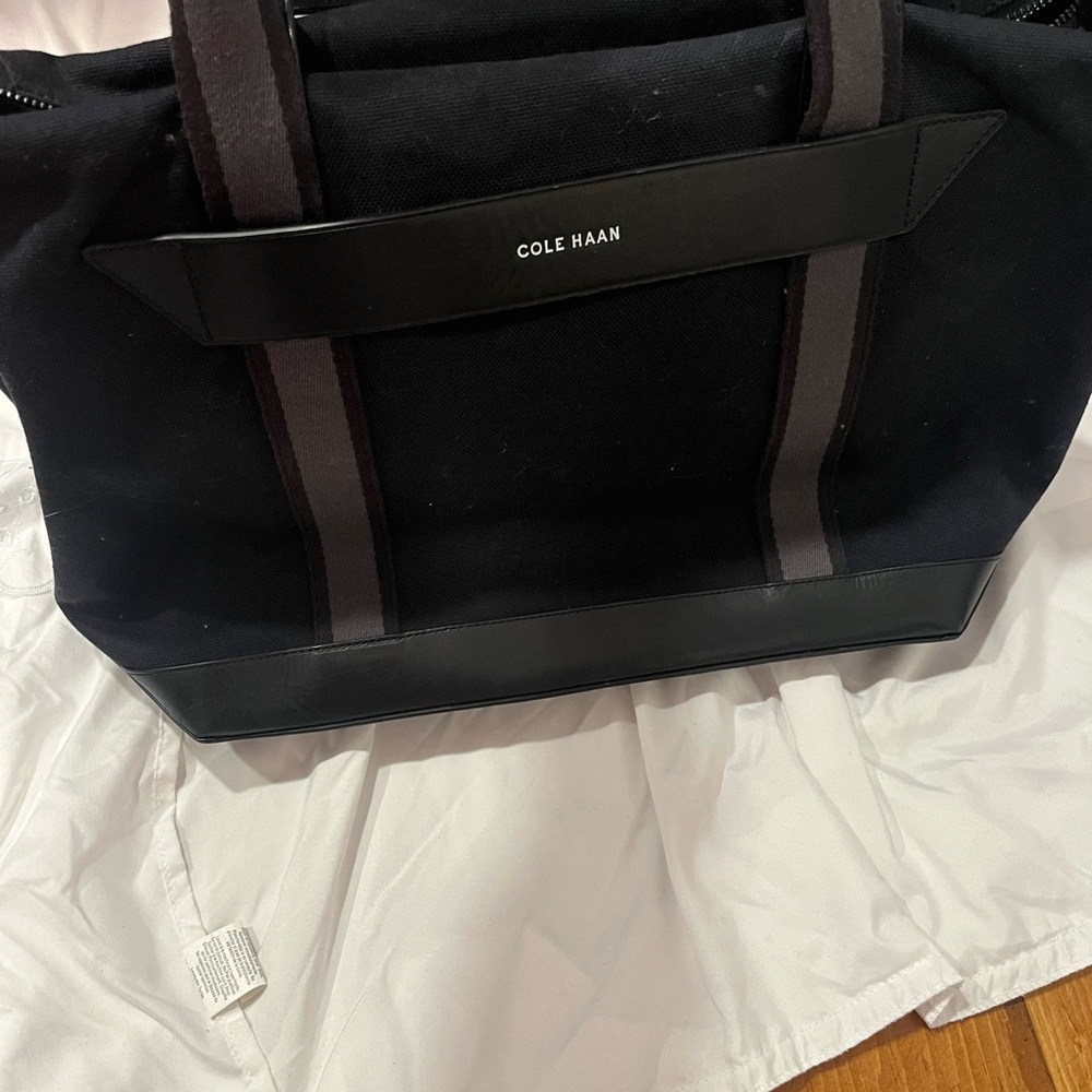 Cole Haan Black Canvas and Leather Tote Bag - Unisex